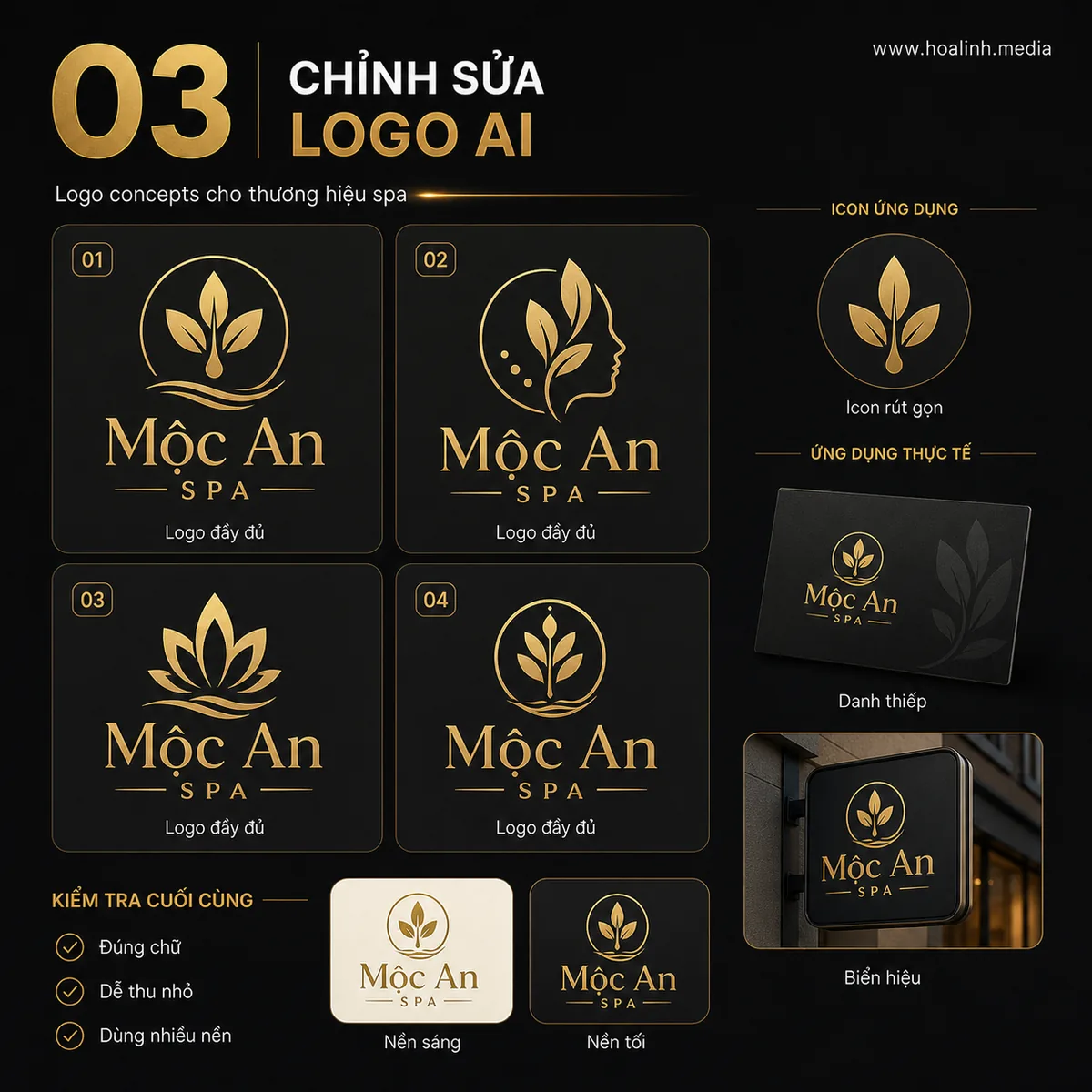 Các phương án logo Mộc An được tạo từ prompt ChatGPT Image